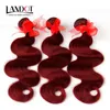 Wefts Burgundy Brazilian Virgin Hair Weave Bundles Brazilian Body Wave Wavy Hair