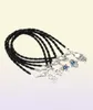 100pcs mixte kabbaleh hamsa hand charmes chanceux bracelets en cuir noir corde tressée 17 21cm1040482
