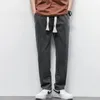 Autumn Winter Men's Jeans Cotton Soft Drawstring Straight Pants Elastic Midje Vintage Korea Casual Trousers Man Plus Size S-5XL 240104