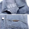 Oversize 5xl Classic Short Denim Chaleco Mujer Casual Bordado Jean Chaquetas sin mangas Solapa Primavera Verano Azul Cowboy Chalecos 240105