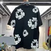 Mulheres Camisetas Estilo Kapok Puff Imprimir Camisa Homens Mulheres Qualidade Preto Cinza Tee Top Oversize Manga Curta