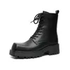 uomo moda di lusso piattaforma stivali da moto scarpe a punta quadrata stivali alti da cowboy cavaliere con lacci in vera pelle lunghi botas mans 240105