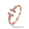 Tifannissm Ring Classic Popular temperamen T Family Fashion Double Rose Gold Zirconia Diamond Female Gifts to Friends Have Original Box