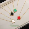 Designer Armband Clover Van Brand Light Luxury High Edition Lucky Necklace Single Flower Natural Fritillaria Malachite Pendant Rose Gold With Box