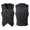 Adult Men Vintage Vest Waistcoat Victorian Black Steampunk Style Gothic Jacquard Swallow Top Costume For Men's Blazer Suit 240104