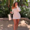 Sexy Bikini Cover-ups White Crochet Tunic Knitted Summer Beach Dress Women Beach Wear Swim Suit Y2K Bodycon Cover Up 240104