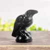 Corvo Staute Ossidiana nera naturale Animali Figurine Cristalli curativi Decorazioni per la casa Pietre preziose Intagliato Uccello Ornamenti artigianali Regalo