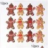 Christmas Decorations 6/12Pcs Decoration Gingerbread Man Tree Ornaments Hanging Pendant Xmas Cute Funny Kid Gift Navidad Decor Drop Dhezc