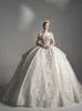 2024 Ball Gown Wedding Dresses Luxury off shoulder Full Lace Appliqued Crystal Beads Illusion Long lace Tulle Dubai Arabic Bride Bridal Gowns Plus Size bling wed gown
