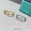 Tifannissm Rings online shop wholesale diamond ring 925 silver high version 18k rose gold fashion simple cross lovers Have Original Box