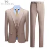 Tian qiong terno casual masculino de cor sólida vestido de casamento três peças conjunto tamanho grande masculino formal wear S-6XL 240104