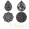 Dangle Earrings 4 Pairs Vintage Black Hollow Big Earring Teardrop Flower Wood Pendants With Brass Hooks For Fashion Women Jewlery