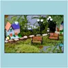 Decorações de jardim artesanato mini moderno parque bancos miniatura fada miniaturas acessórios brinquedos para casa de boneca pátio decora dhxau dhukv