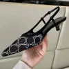 Slingbacks Yüksek Topuklu Kadın Sandal Orijinal Deri Formal Ayakkabı Tasarımcı Sandalet 7.5cm 3.5cm yüksekliğinde kare ayak ayak bileği kayış parti ayakkabıları