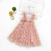 Vestidos de menina de verão para meninas vestido de malha bordado para bebê princesa inchada com tops no peito está explodindo