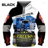 Herrtröjor mode hoodie tryck 3d lastbilschaufför tröja original designmönster cosplay pullover