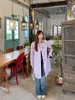 Dong'an kontrasterande färg vindbrytare fashionabla mid längdjacka för kvinnor