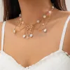 10 스타일 나비 러브 유행 및 과장된 Crystal Pearl Choker 여성 펜던트 뱀 체인과 함께 구슬로드 목걸이