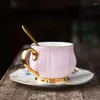 Mokken Europese Keramische Koffiekopje Plaat Paarse Mok Met Vlinder Lepel Thee Middag Luxe Thuis Ontbijt Melk Cadeau