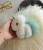 Unicorn Design Real Rex Rabbit Fur Keychain Fashion Pink Blue Bag y Söta nyckelringar Ryggsäck Hantverk Handväska Keyrings2558228