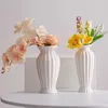 White Nordic Large Mouth Minimalist Ceramic Decorative Dry Flower Vases Living Room Flower Arrangement Tabletop Decorations 240105