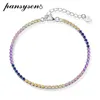 PANSYSEN Trendy 925 Sterling Silver 2MM Simulated Topaz Bracelets for Women Yellow White Gold Color Birthday Gift 240104