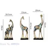 Simulatie Dierensculptuur Giraffe Moeder en Kind Geschilderd Dierenstandbeeld Moderne woningdecoratie Gouden Handwerkornamenten 240105