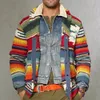 Mode Men's Winter Sweater långärmad stickad Cardigan Trench Coat Rainbow Colorful Sweaters Tops kläder 240104