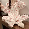 Kimono japonais Automne Hiver Femmes Pyjamas Ensembles Coton Manches Longues Homesuits Casual Col En V Revers Vêtements De Nuit Taille S-2XL 240104