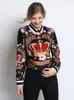 Hamaliel Runway 디자이너 Vinatge Blouses Spring Summer 여름 여자 긴 소매 우아한 쉬폰 꽃 왕관 인쇄 셔츠 패션 탑 240105