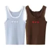 Tops Gebreide Katoenen Tanktops Dames Zomer Kanten Rand Liefde Borduren Leuke Y2k Tops Dameskleding