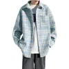 Jaquetas masculinas jaqueta de inverno outono shacket lã lapela xadrez corante impresso casaco bolso botão homens casacos e venda