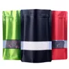 Stand Matte Zip Lock Meerdere maten en kleuren Voedselverpakking Mylar-zakken met helder venster aan de voorkant 100 stuks Verpakkingszakken Oqusm