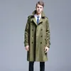 S-6XL Men Trench Coat Men's Lapel Trench Coat Double Breasted Jacka Long Spring and Autumn British Style Business Coats 240104