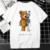 T-shirts pour hommes 2023 Creative Teddy Robot Imprimer Tshirt Cool Robotic Graphic Streetwear Femmes Hommes Casual Tee surdimensionné Hip Hop Grunge Tee Custom T240105