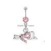 Navel Bell -knappringar D0361 2 Färger Två hjärtan Belly Body Piercing Jewelry7509529 Drop Leverans smycken DHZNQ