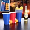 Disposable Cups Straws Games Reusable Cup Party Table Board Beer Pong Red Home Toss Set 12/24 Plastic Game Drinking Bar Supplies