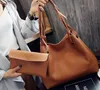 Mode plaine fourre-tout sac à main ensemble de 2 femmes rose sac à provisions dame gris marron pochette 240104