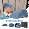 Bérets hommes rétro Denim béret Sboy casquette peintre chapeau mode décontracté bleu pointe casquettes Style britannique femmes réglable