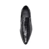 Klänningskor Calzado Masculino Snake Skin Patent Leather Mens for Men Pointy Loafers slip på modebröllopsverksamheten
