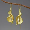 Lotus Fun 18K Gold Long Hanging Calla Lily Flower Dangle Earrings for Women Real 925 Sterling Silver Luxury Fine Jewelry 240104