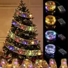 1PC 2M/6.56ft LEDクリスマスリボンライト、20件のLEDクリスマスツリーの装飾、クリスマスリボンフェアリーライト、バッテリー駆動の銅線リボンストリングライト