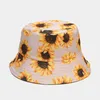 Beret Bucket Hat Kobiety Summer Sun Beach Słoneflower Reversible Dreyble Męs