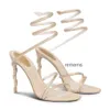 Rene Caovilla Stileetto RC Heel Sandalsイブニングシューズ女性ハイヒール高級デザイナーアンクルラップアラウンドシューズレディハイヒールパーティーウェディングブライダルヒール