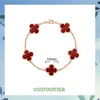 Designer bracelet Clover VAN Brand High Edition 18K Rose Gold Red Agate Four Leaf Grass Bracelet with Plating for Womens Five Flower White With Box Pan
