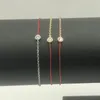 Armbänder Französisches rotes Seil V vergoldet Mijin Kleines Einzeldiamantarmband Sterling Silber Weihnachtsgeschenk Schmuck für Frauen Linie