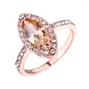 Cluster Rings Huitan Luxury Rose Gold Color Women Wedding Marquise Cubic Zirconia Temperament Elegant Champagne CZ Trendy Jewelry