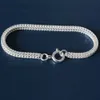 Pulseira de prata esterlina 925, pulseira quadrada de cauda de raposa para mulheres e homens, comprimento inclui fecho 240104
