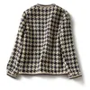 Runway Fall Elegant Weave Plaid Women Blazer Causal Tweed Coat Office Ladies Suit Jacket Outwear 240104