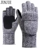 2017 Thick Male Fingerless Gloves Men Wool Winter Warm Exposed Finger Mittens Knitted Warm Flip Half Finger Gloves High Quality7309847